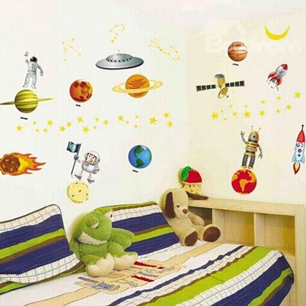 Vivid Astronaut And Planets Wall Sticker For Baby&kids