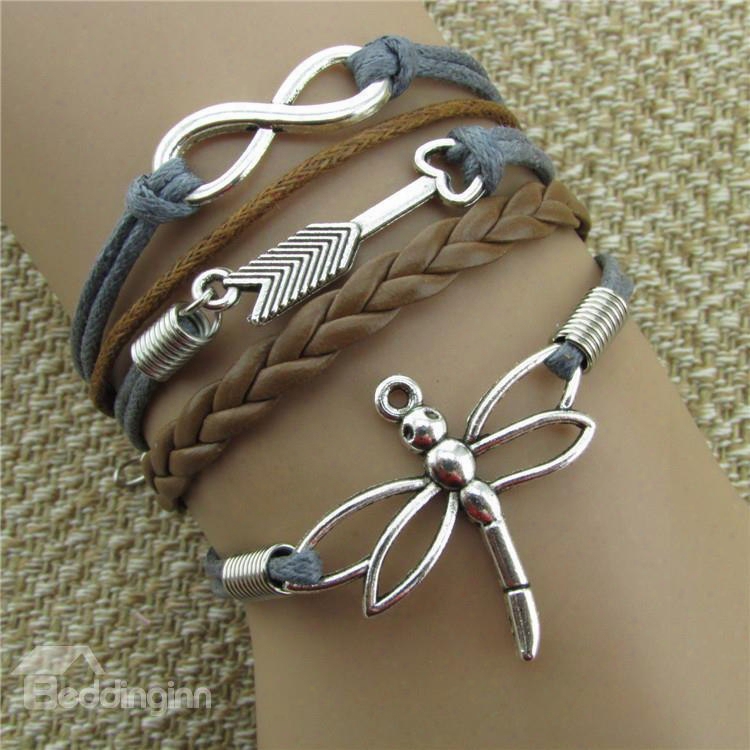 Women' S Fashion Dragonfly And Arrow Decoration Wrap Bracelet