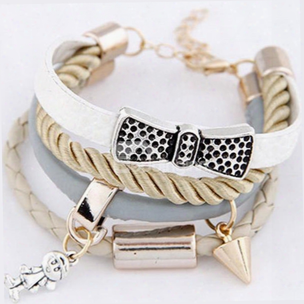 Women's Rivit Metal Bowknot Wrap Bracelet