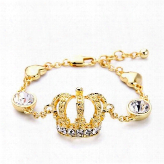 Women's Vintage Diamante Crstal Crown Bracelet