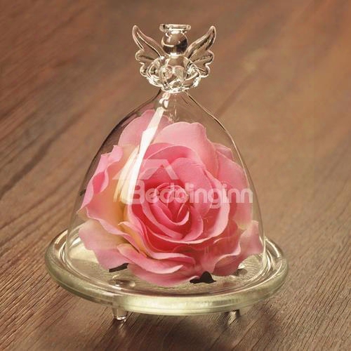 Wonderful Desktop Decoration Angel Glass Cover Rose Flower Sets