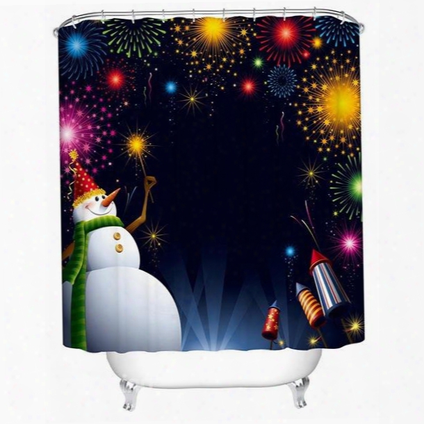 Wonderful Fabulous Snowman In Christmas Night Printing 3d Shower Curtain