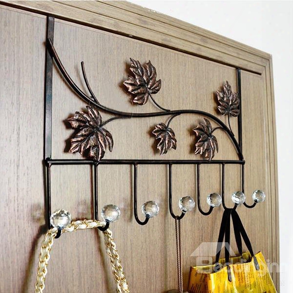 Wonderful Iron Artwork Leaves Pattern 7-head Door Back Hooks