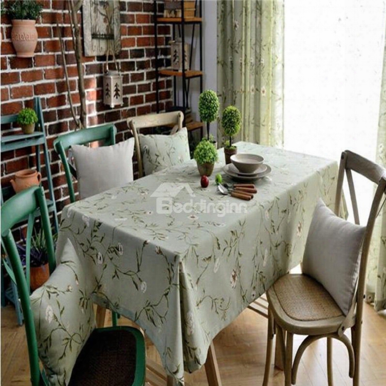 Wonderful Matcha Cotton With Small Flowers Printing Dining Table Counterbalance Cloth