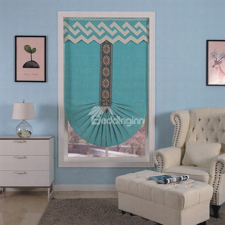 Wonderful Solid Green Color Thick Polyester Bathroom And Living Room Roman Screen