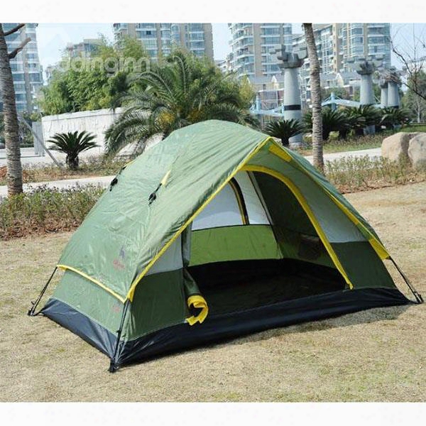 2 Person Two Layers Dark Green Waterproof Screened Outdoor Camping Tent