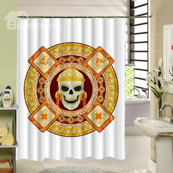 3d Egyptian Style Skull Printed Polyester White Shower Curtain