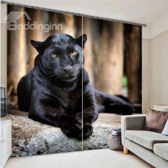 3d Ferocious Crouching Panther Printed Animal Style Decoration Custom Living Room Curtain