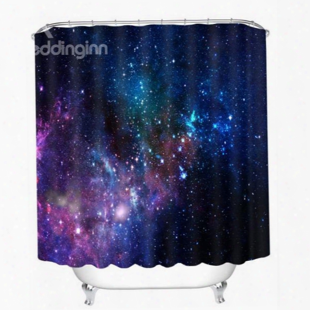 3d Galaxy Printed Polyester Dark Blue Bathroom Shower Curtain