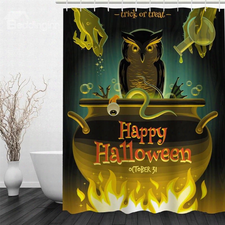 3d Halloween Spirit Printed Polyester Waterproof Antibacterial And Eco-friendly Shower Curtain