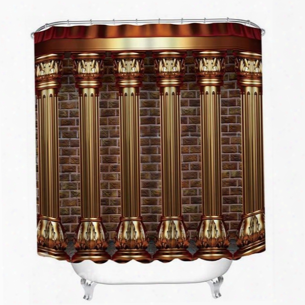 3d Roman Architecture Printed Polyester Brown Shower Curtain