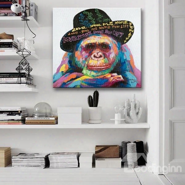 Amazing Decorative Orangutan With A Hat Pattern None Framed Oil Painting