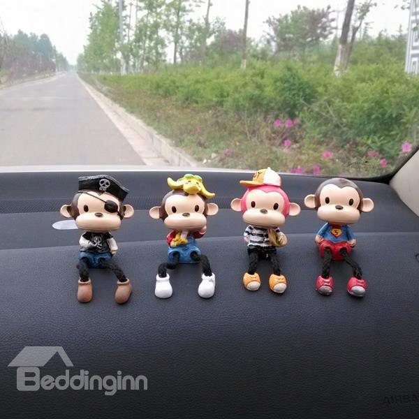 Artificial Stained Attractive And Cute Cartoon Monkey Creative Car Decor