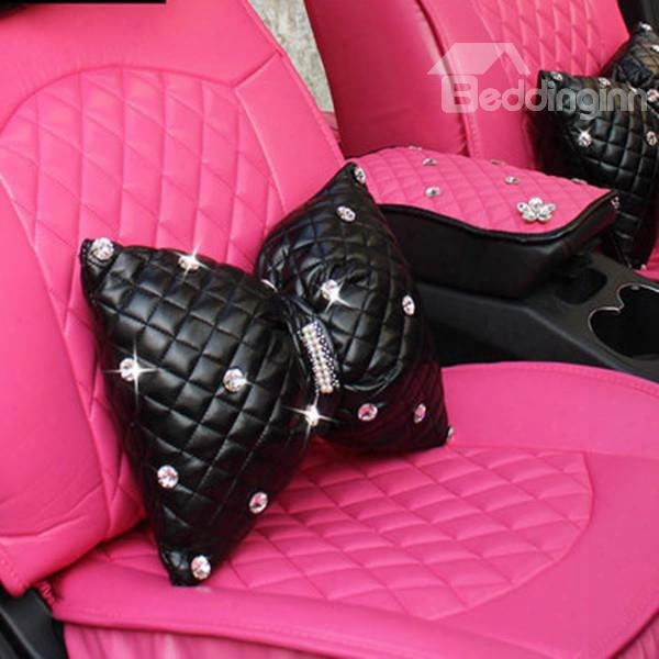 Attractive And Most Comfortable Bow Style With Diamond Pu Leather Car Pillow