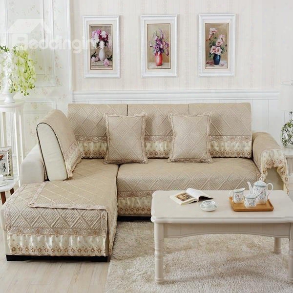 Beige Polyester Fiber European Style Lace Edge Four Seasons Sofa Covers