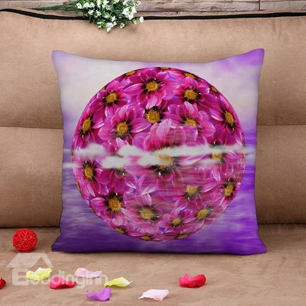 Blooming Purple Flower Print Throw Pillow Case