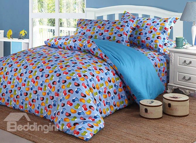 Bright Colorful Birds Pattern Cotton 4-piece Duvet Cover Sets