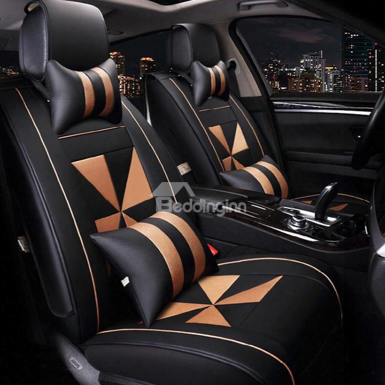 Casual Business Windmills Pattern Durable Pu Leather Universal Car Seat Covers