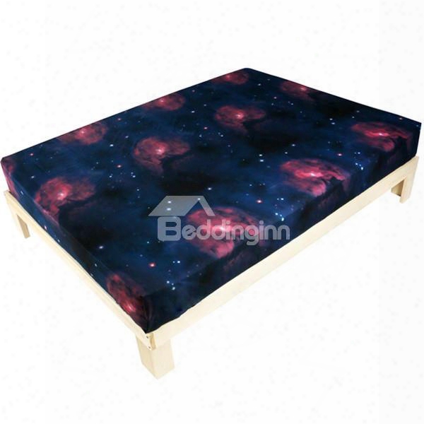 Charming Colorful Galaxy Print Polyester Fitted Sheet