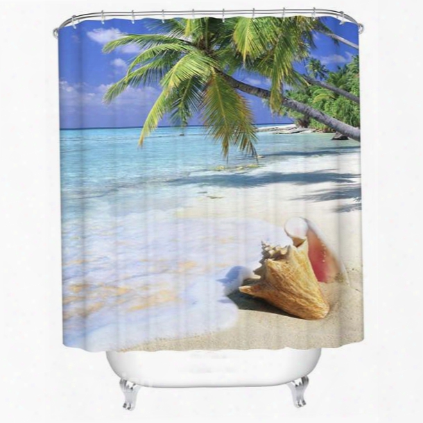 Charming Ocean And Shall Pattern 3d Shower Curtain