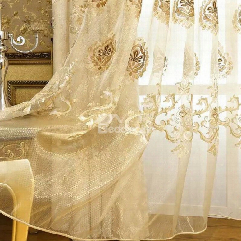 Chenille Embroidered Custom Sheer Curtain Panel