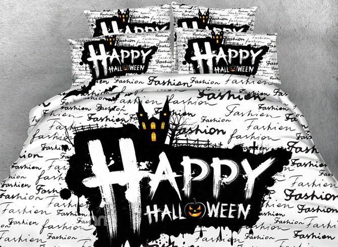 Chic Happy Hallowmas Print 5-piece Comforter Sets