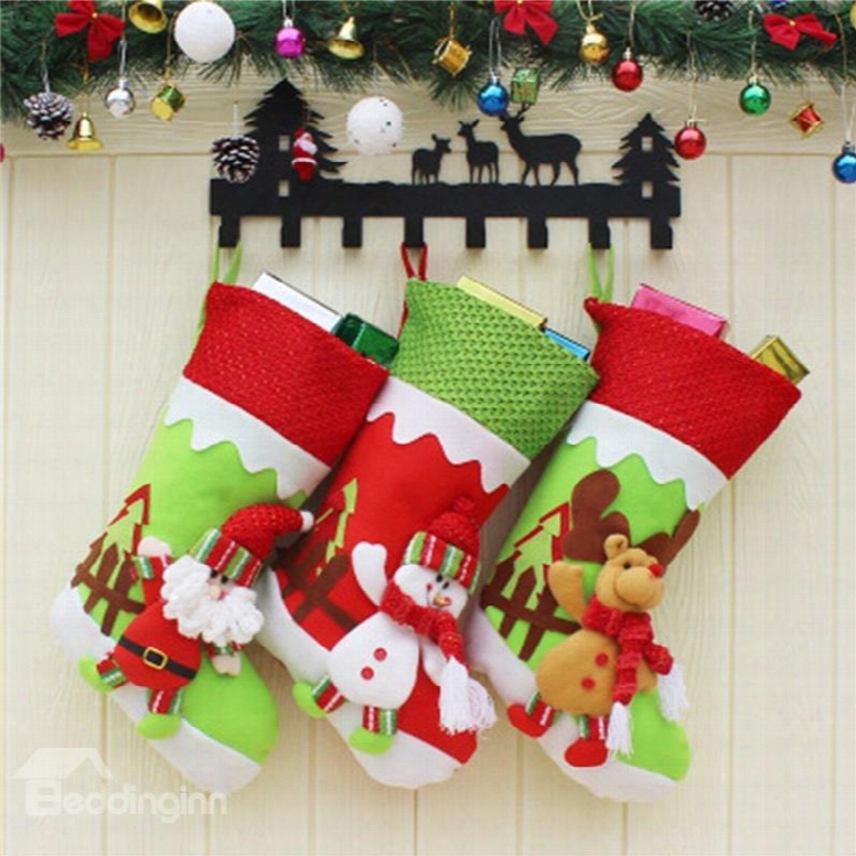 Classic Non-woven Fabric And Wool Christmas Gifts Stocking