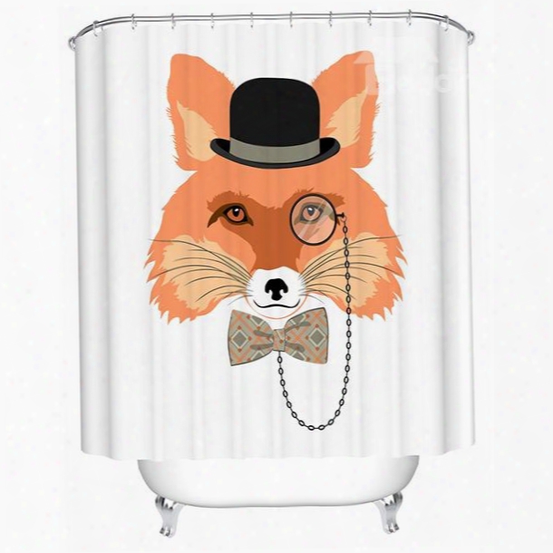 Clip Art Gentleman Fox Print 3d Bathroom Shower Curtain