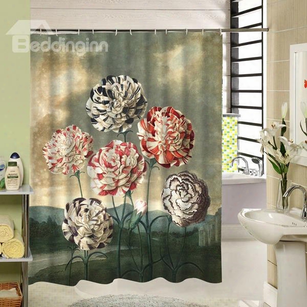 Colored Hydrangea Printing 3d Bathroom Decor Shower Curtain