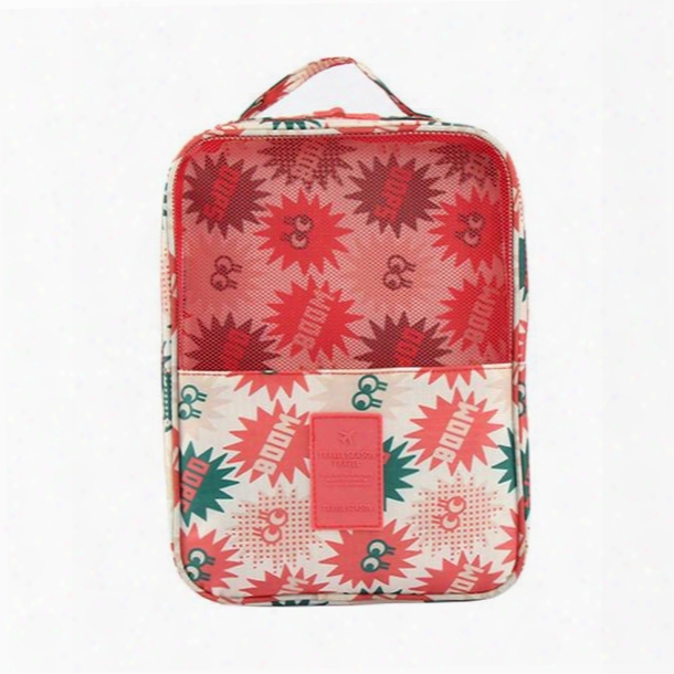 Colored Printing Travel Waterproof Shoe Bag Organizer Storage For 3 Pairs Of Shoes