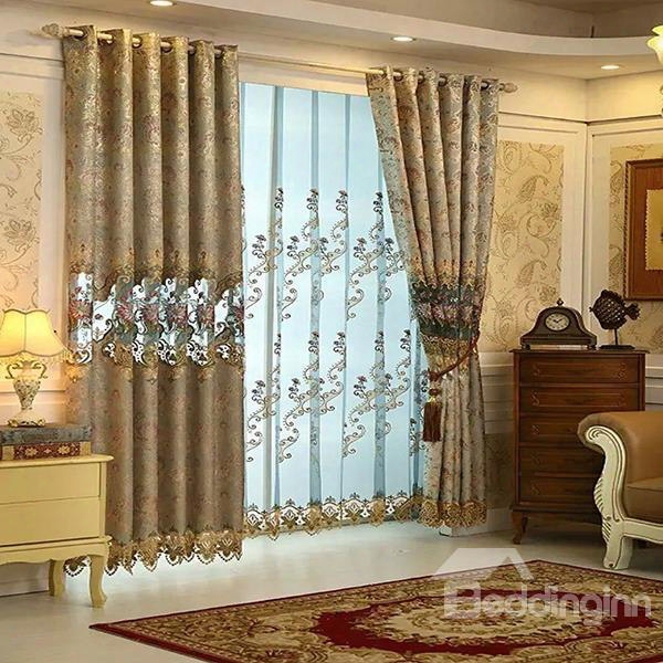 Colorful Silk High-precision Embroidered Cloth Grommet Top Curtain Panel