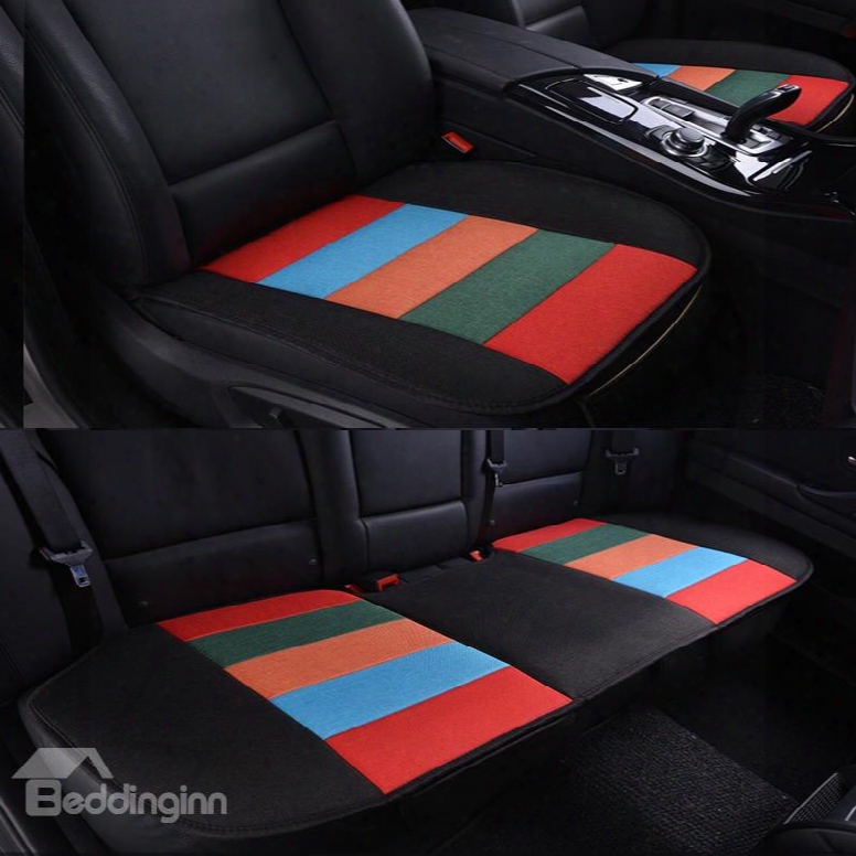 Cool Rainbow Black Colors Design Durable Pet Material 3-pieces Universal Car Seat Mat