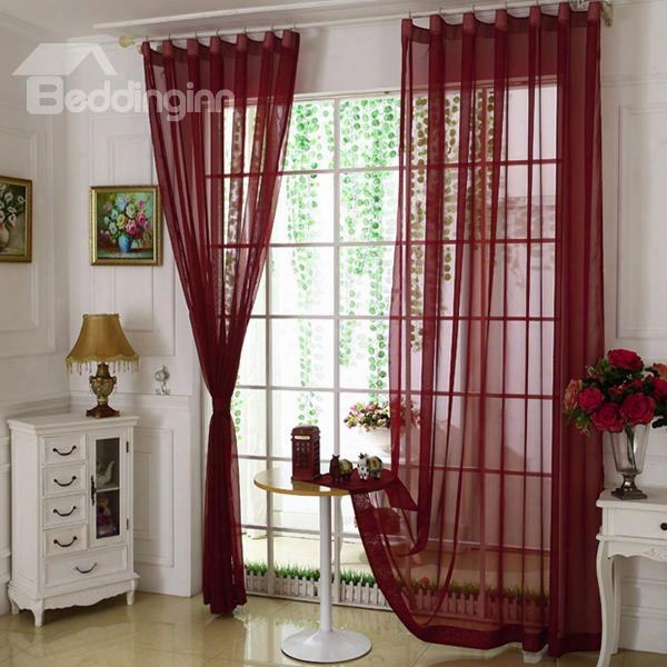 Cost-effective Pure Colored Burgundy Custom Sheer Curtain