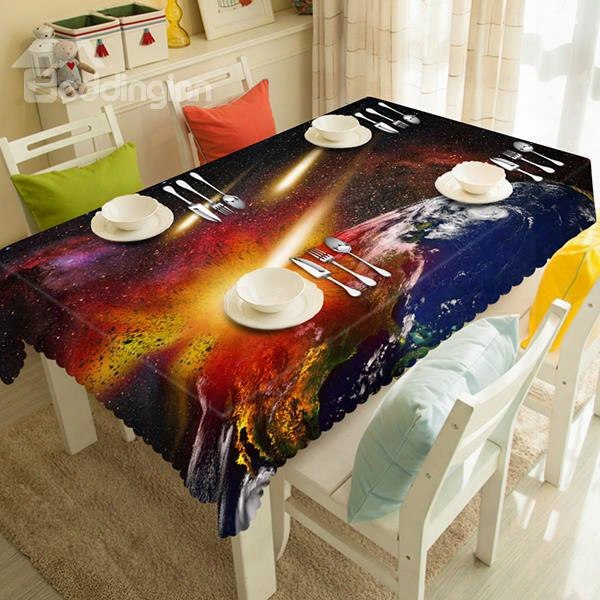 Creative G Alaxy And Earth Surface Pattern 3d Tablecloth