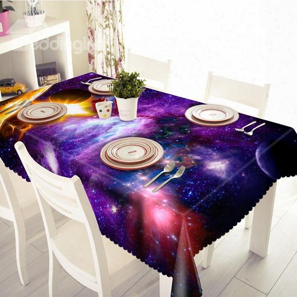 Creative Purple Galaxy Pattern 3d Tablecloth