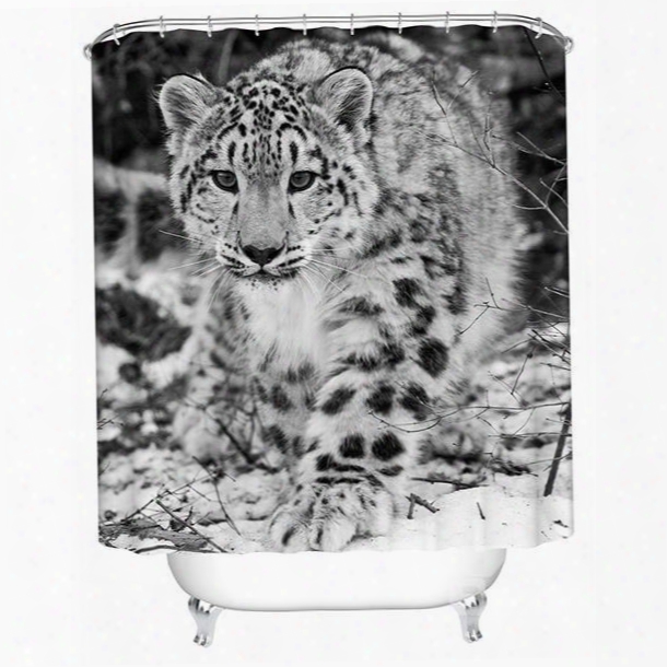 Cute Black And White Spots Leopard Print 3d Bathroom Shower Curtain