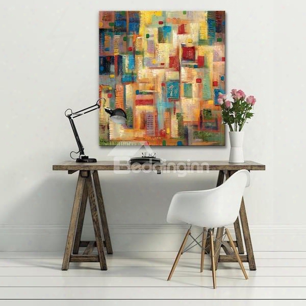Decorative Square Colorful Paint Pattern None Framed Oil Painting