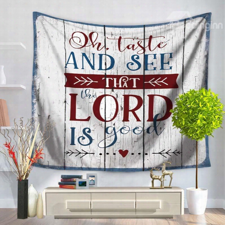 Denim Blue And Letters Vintage Style Decorative Hanging Wall Tapestry