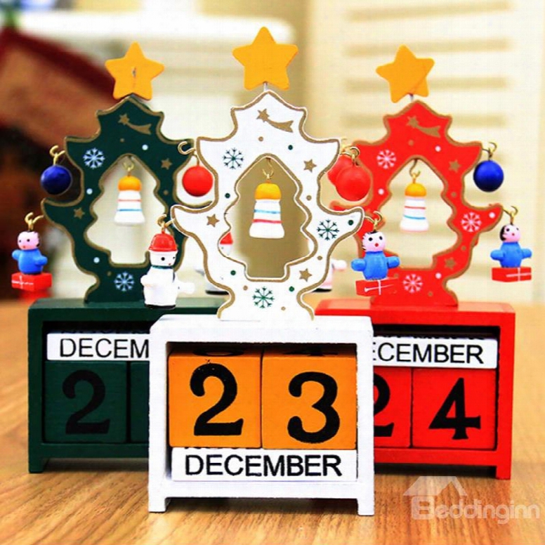 Diy Mini Calendar Wooden Desktop Christmas Decoration Gift
