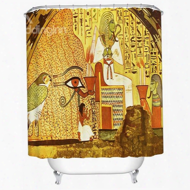 Egyptian Wall Painting Print 3d Bathroom Shower Curtain