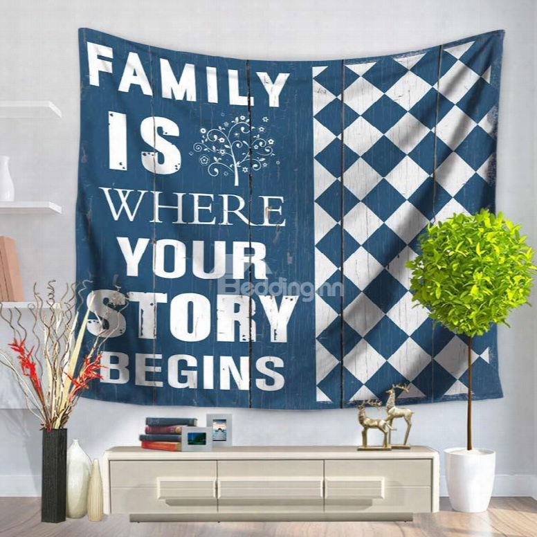 Family Is Where Your Story Begins Letters Modern Style Decorative Hanging Wall Tapestry