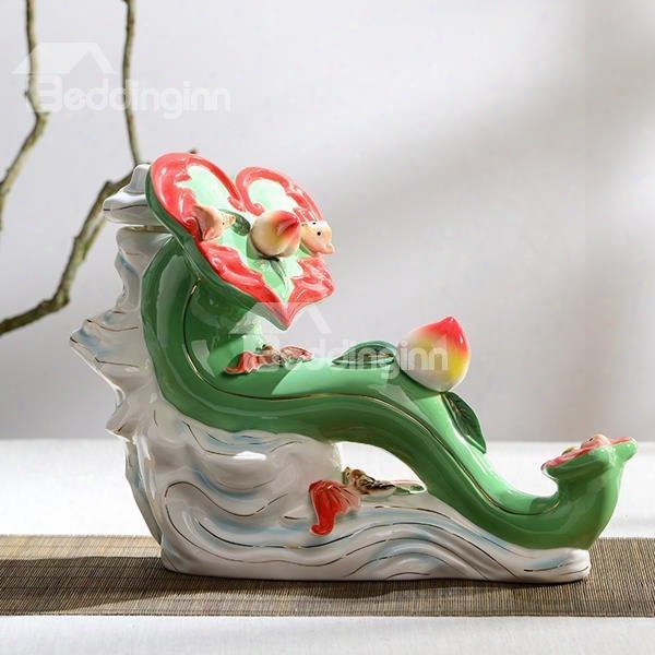 Fancy  Ceramic Jade Desktop Decoration Painted Pottery