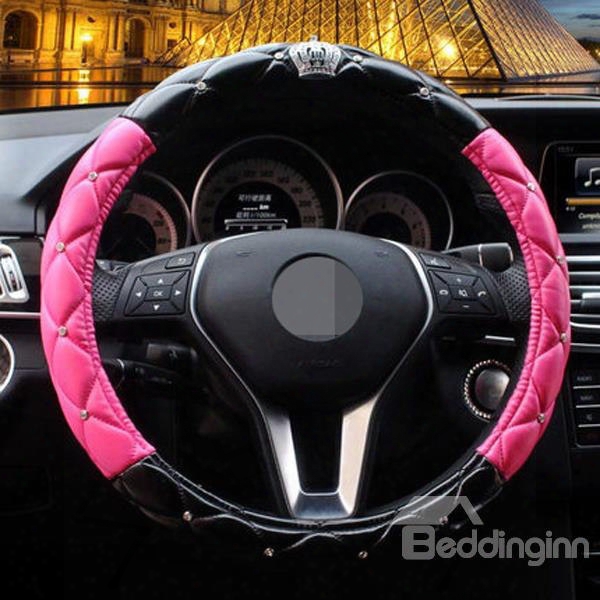 Fantastic Black Rose Red Mixing With Noble Crown Steering Wheel Cover