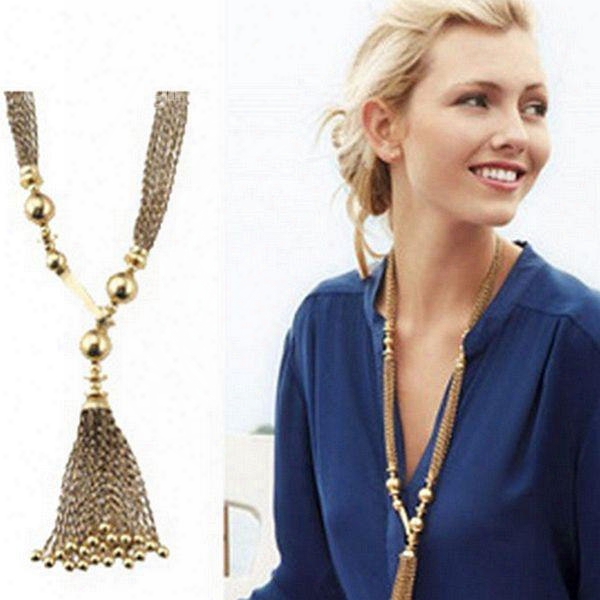 Fantastic Tassels Design Alloy Pendant Necklace