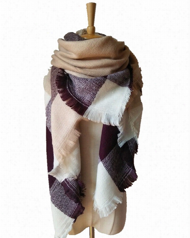 Fashion Popularity Contrast Color Project Cashmere Warm Square Scarves