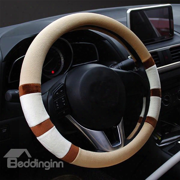Fashion Strip Colorful Warm Plush Matrial Universal Car Steering Cover
