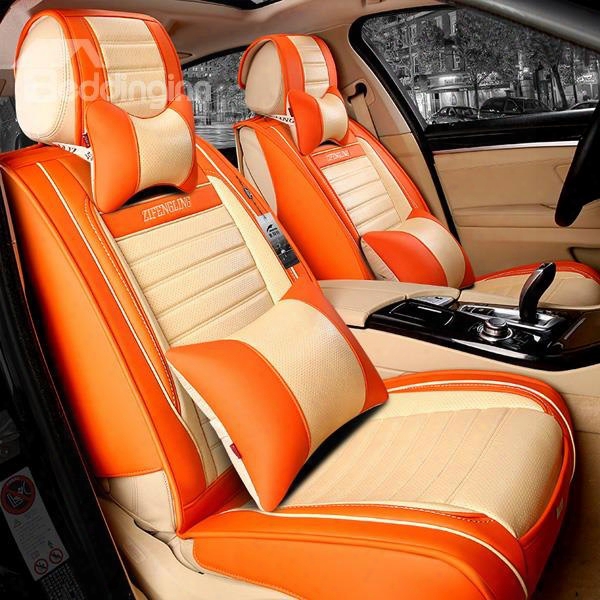 Fashional Orange With Beige Mixed Charming Five Car Seat Cover