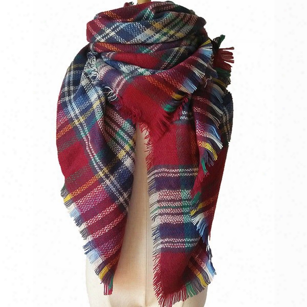 Fashional Popular Contrast Color Charming Red Style Warm Cashmere Square Scarves