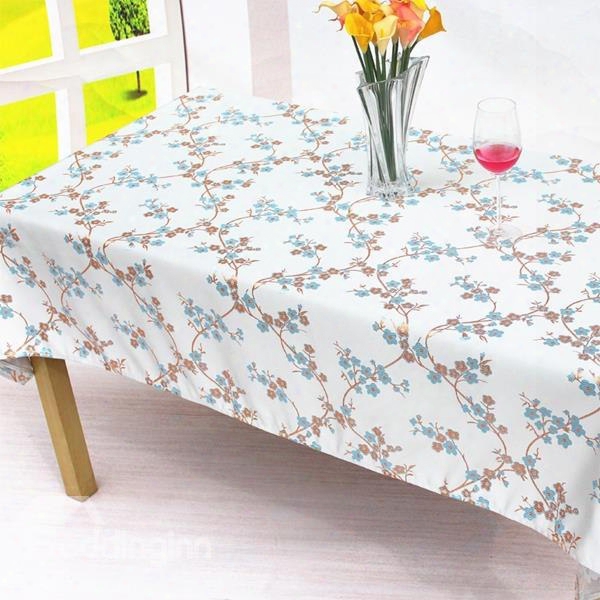 Fresh Cotton Rectangle Plum Blossom Machine Washable Home Decorative Tablecloth