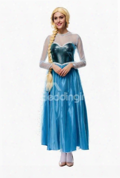 Frozen Princess Style With Bright Blue Color Fashion Cosplay Costumes